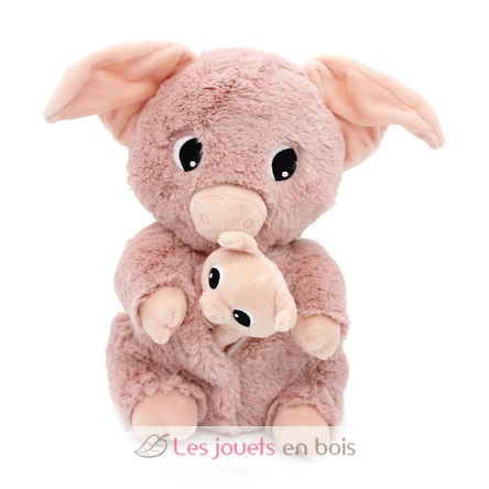 Peluche mamma maiale e il suo bambino rosa DE76020 Les Déglingos 2