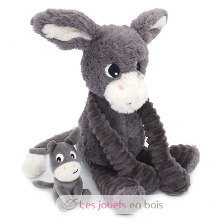 Peluche mamma asino e il suo bambino grigio DE76030 Les Déglingos 1