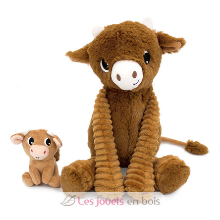 Peluche mamma mucca e il suo bambino marrone DE76050 Les Déglingos 2