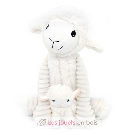 Peluche mamma pecora e il suo bambino bianco DE76060 Les Déglingos 1