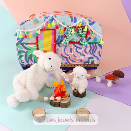 Peluche mamma pecora e il suo bambino bianco DE76060 Les Déglingos 6