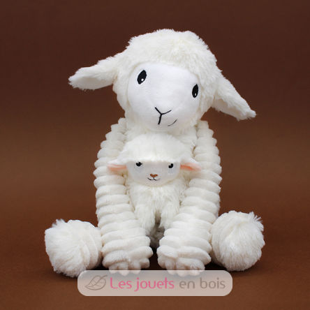 Peluche mamma pecora e il suo bambino bianco DE76060 Les Déglingos 3