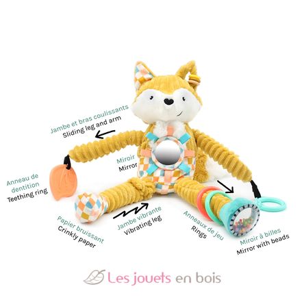 Peluche attività di viaggio Cyranos la volpe DE42136 Les Déglingos 3