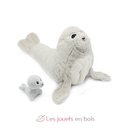 Peluche mamma leone marino e il suo bambino DE76100 Les Déglingos 1