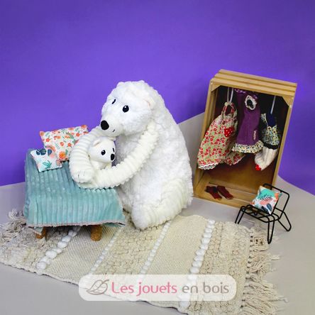 Peluche mamma orso polare e il suo bambino DE76110 Les Déglingos 7