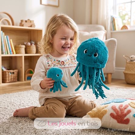 Peluche mamma medusa e il suo bambino blu DE75900 Les Déglingos 2