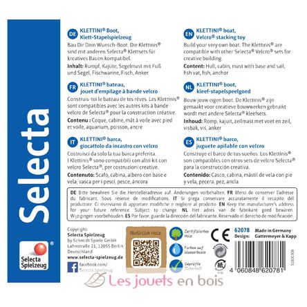Barca in legno, con velcro 5 pz SE62078 Selecta 4