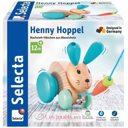 Henny Hoppel coniglietto in legno da trascinare SE62100 Selecta 2