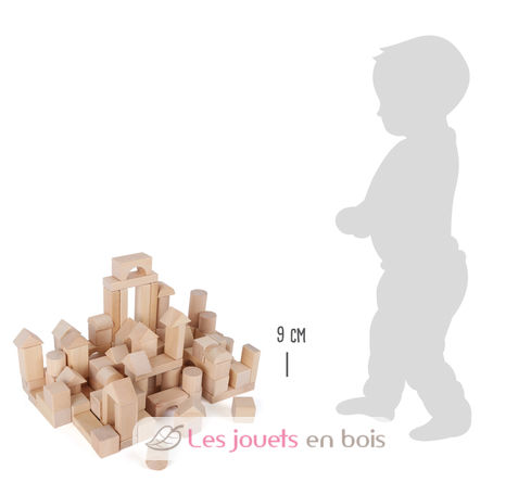 Sacchetto da 100 cubetti da costruzione in legno LE7073 Small foot company 3