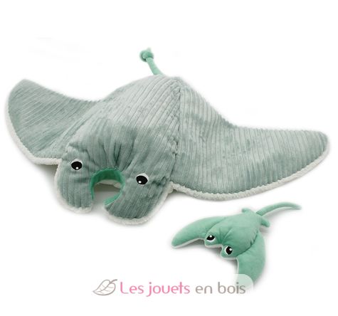 Peluche manta ray mamma e baby mint DE74400 Les Déglingos 1