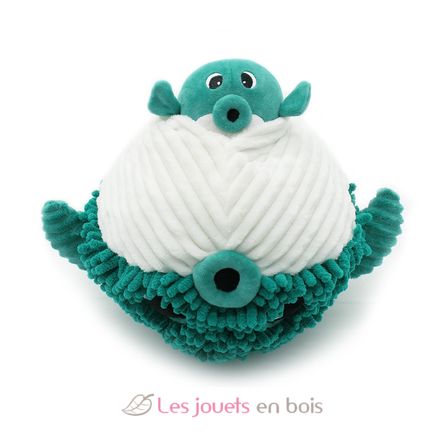 Peluche pesce palla mamma e baby verde DE74700 Les Déglingos 2