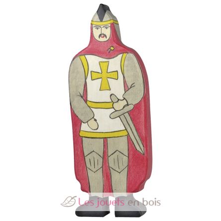 Statuetta di cavaliere con mantello rosso HZ-80244 Holztiger 1