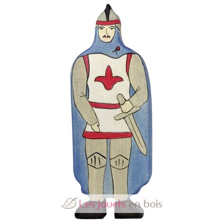 Statuetta di cavaliere con mantello blu HZ-80245 Holztiger 1