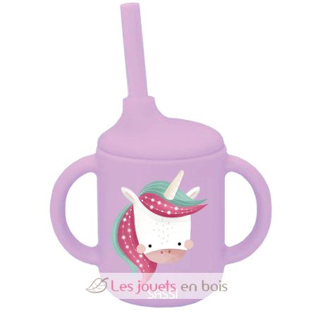 Bicchiere con cannuccia in silicone Sparkly l'unicorno SJ-SI0801 Sassi Junior 1