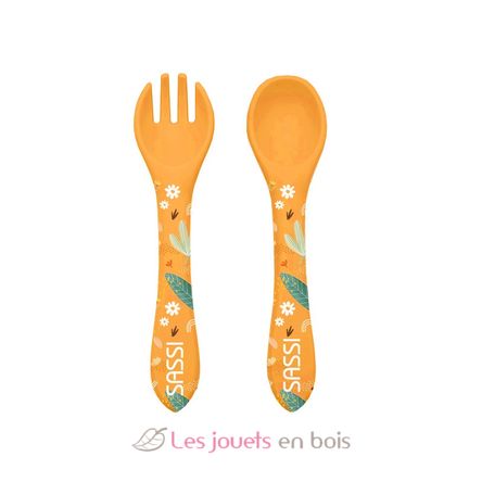 Set di forchetta e cucchiaio in silicone Chompy il leone SJ-SI0900 Sassi Junior 1