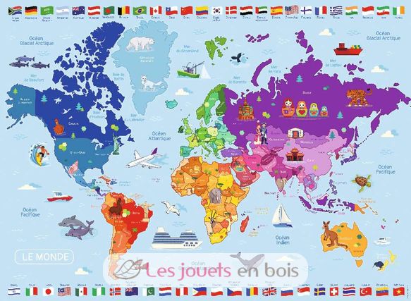 Puzzle Mappa del mondo 250 pezzi NA868834 Nathan 2
