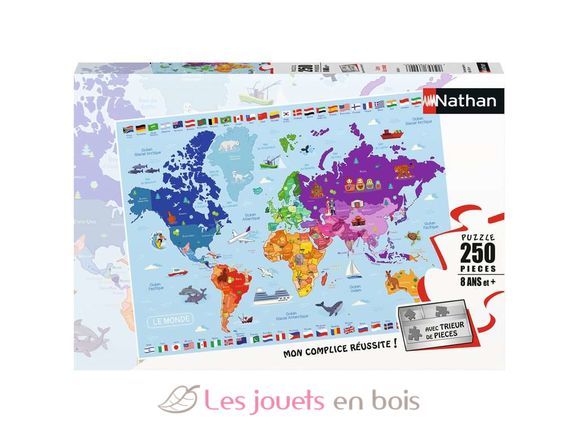 Puzzle Mappa del mondo 250 pezzi NA868834 Nathan 1