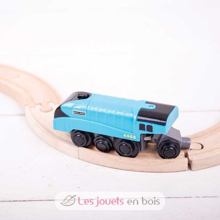 Locomotiva Mallard a batteria blu BJT308 Bigjigs Toys 3