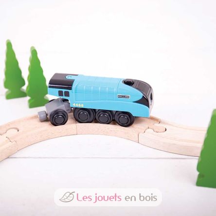 Locomotiva Mallard a batteria blu BJT308 Bigjigs Toys 4