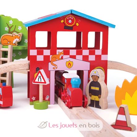 Set trenino stazione dei pompieri BJT037 Bigjigs Toys 6