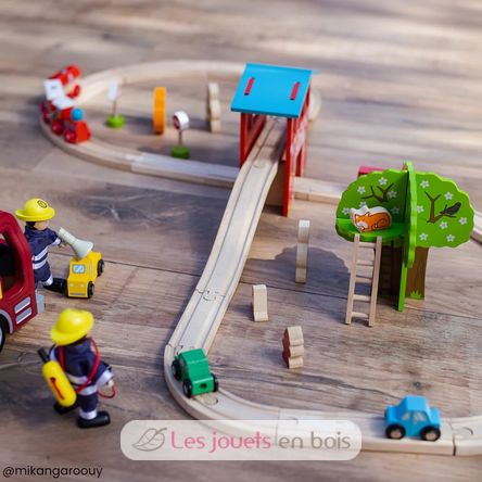 Set trenino stazione dei pompieri BJT037 Bigjigs Toys 5