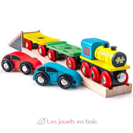 Treno per trasporto auto BJT199 Bigjigs Toys 1