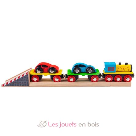 Treno per trasporto auto BJT199 Bigjigs Toys 2