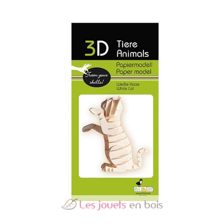 Modello 3D in carta gatto bianco FRI-11636 Fridolin 2