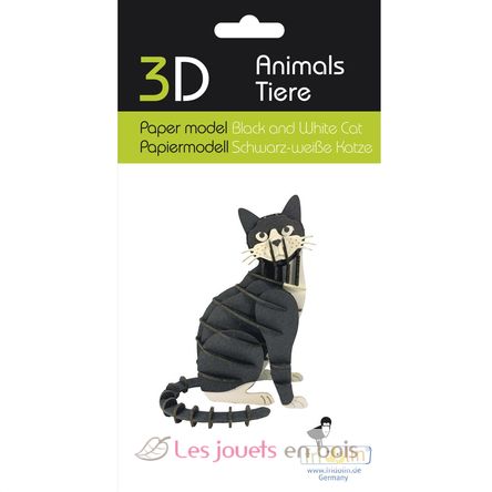 Modello 3D in carta Gatto bianco e nero FRI-11759 Fridolin 2