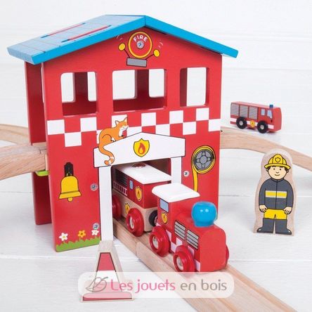 Set trenino stazione dei pompieri BJT037 Bigjigs Toys 3