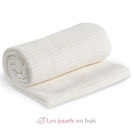 Coperta in cotone lavorato a maglia - Bianco LLJ-121-010-001 Lulujo 1