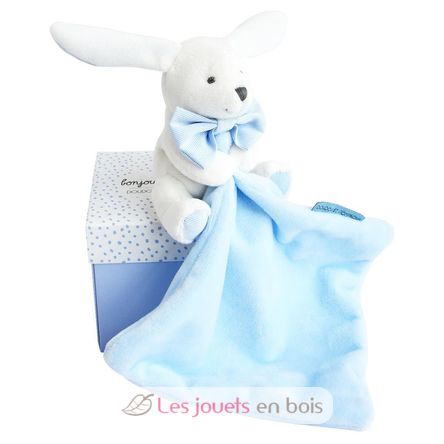 Coniglio Peluche Fazzoletto blu Scatola di fiori DC3338 Doudou et Compagnie 1