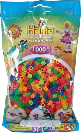 Sacchetto di 1000 perline di plastica Midi miscela al neon HAMA-207-51 Hama 2