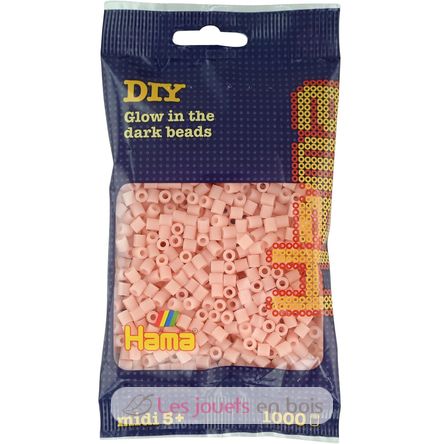 Sacchetto di 1000 perline di plastica Midi rosa fosforescente HAMA-207-56 Hama 1