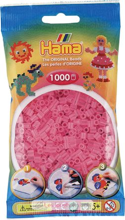 Sacchetto di 1000 perline di plastica Midi rosa trasparente HAMA-207-72 Hama 1