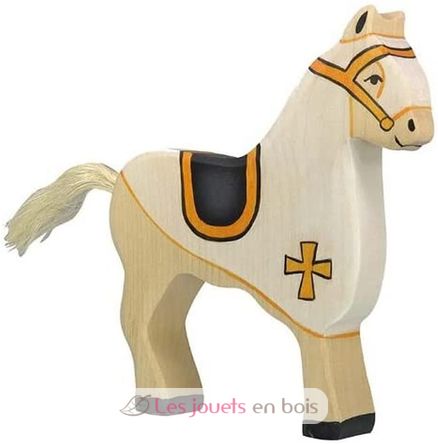 Figurina del cavallo del cavaliere bianco HZ-80251 Holztiger 1