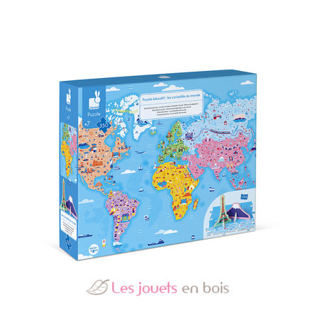 Puzzle educativo Curiosità del mondo 350 pezzi - Janod J02677 - Puzzle per  bambini dai 7 anni in su