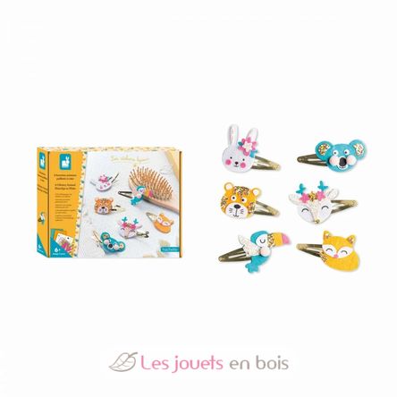 6 barrette per capelli con animali glitterati fai-da-te J07997 Janod 5