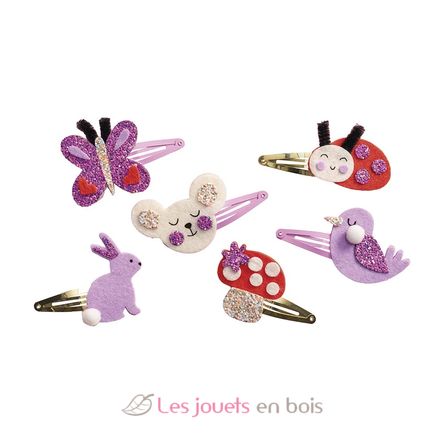 6 barrette per capelli glitterate fai-da-te J09179 Janod 2