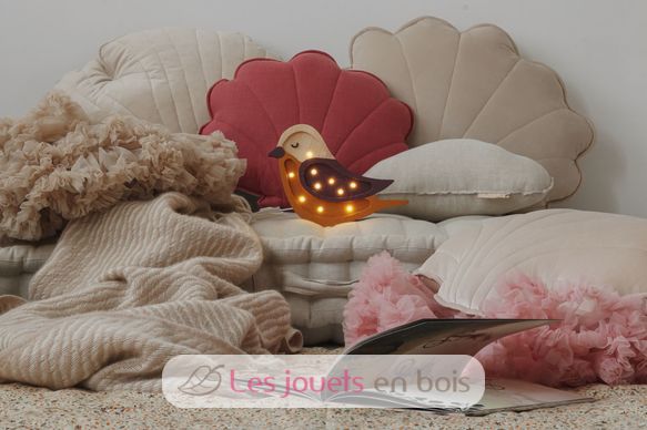 Lampe veilleuse en bois mini oiseau khaki moutarde