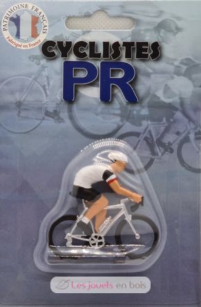 Figurina ciclista M maglia bianca con maniche blu bianche rosse FR-M11 Fonderie Roger 1