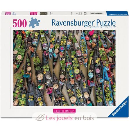 Puzzle Mercato galleggiante in Indonesia 500 pezzi RAV12001813 Ravensburger 6