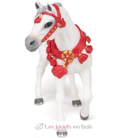 Figurina di cavallo arabo bianco in abito da parata PA-51568 Papo 6