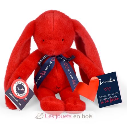 Peluche Coniglio Méloé 37 cm - Rosso passione MA0239 Maïlou Tradition 1