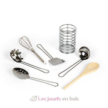 Utensili da cucina in metallo e legno BJ37041 Bigjigs Toys 3
