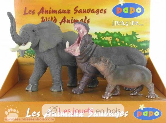 Elefante, ippopotamo e i suoi piccoli PA80001-3239 Papo 2