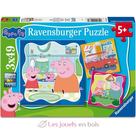 Puzzle Peppa Pig In famiglia 3x49 pcs RAV12004288 Ravensburger 1