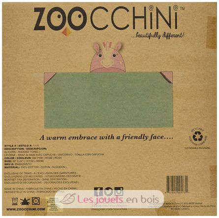 Asciugamano da bagno per bambini - Allie la licorne ZOO-122-001-012 Zoocchini 5