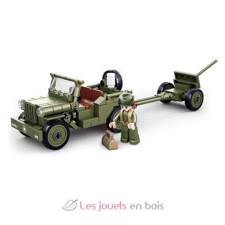 Army WWII - Jeep con cannone antiaereo SL-M38-B0853 Sluban 3