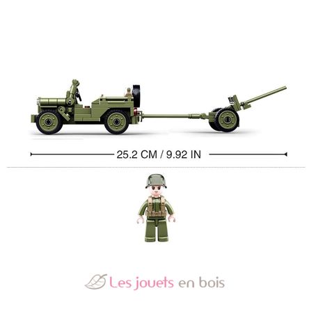 Army WWII - Jeep con cannone antiaereo SL-M38-B0853 Sluban 4